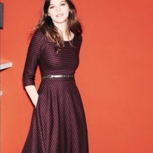 Boden Purple & Black Polka Dot Wool Kate Dress 10L